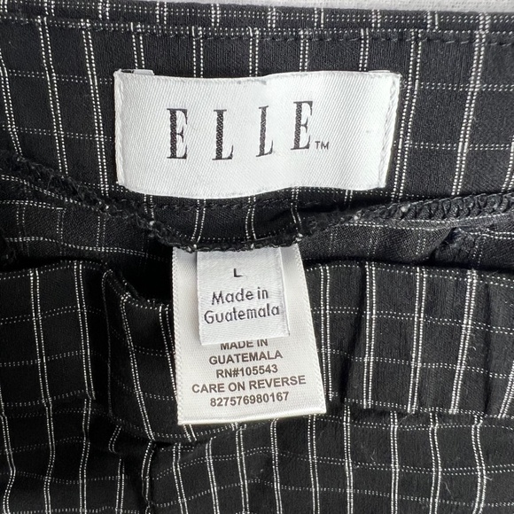 Elle Women's Large Black & White Plaid Crop Capri Pants - Picture 7 of 8
